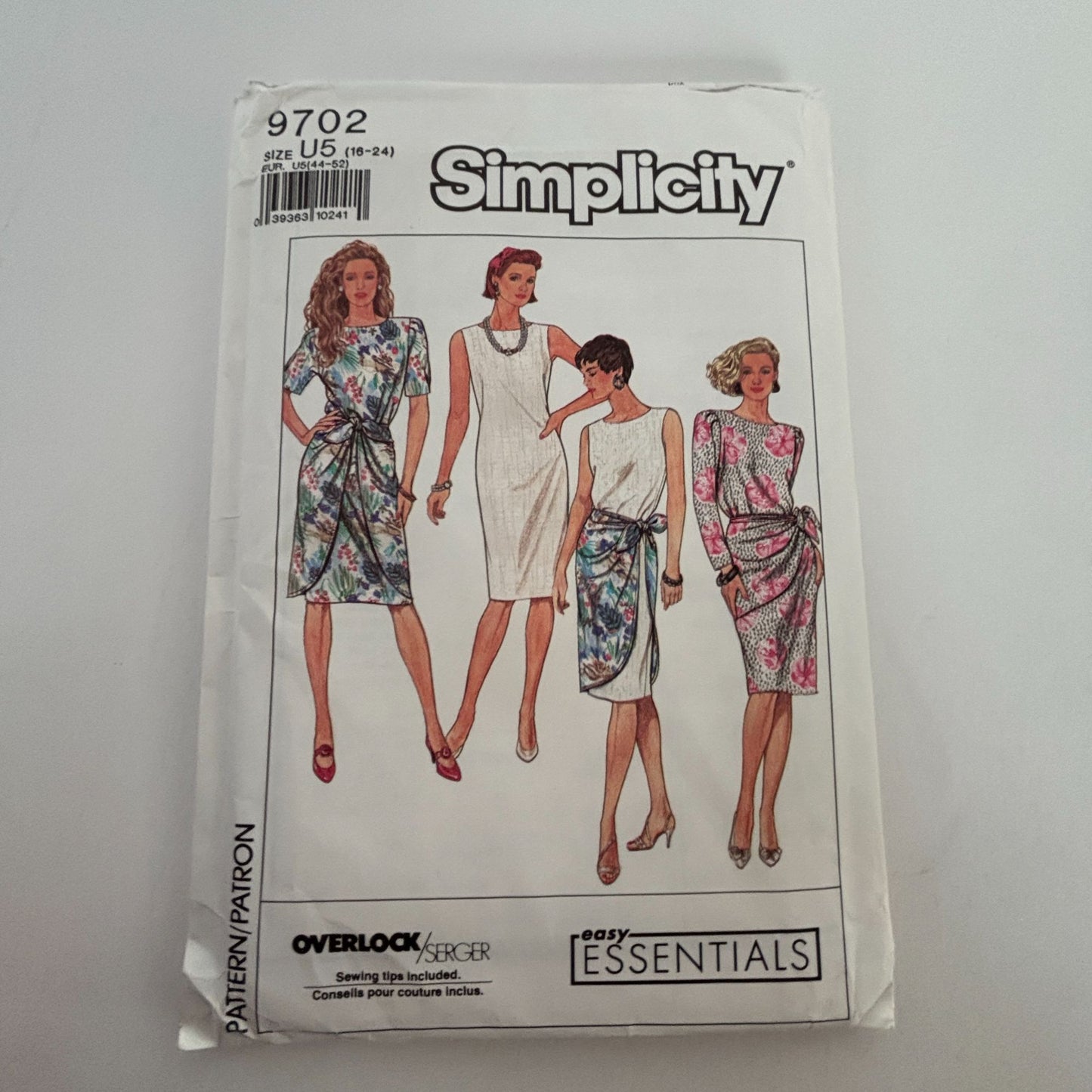 Simplicity Sewing Pattern 9702 Chemise Dress Detachable Sarong Knee Length 16-24