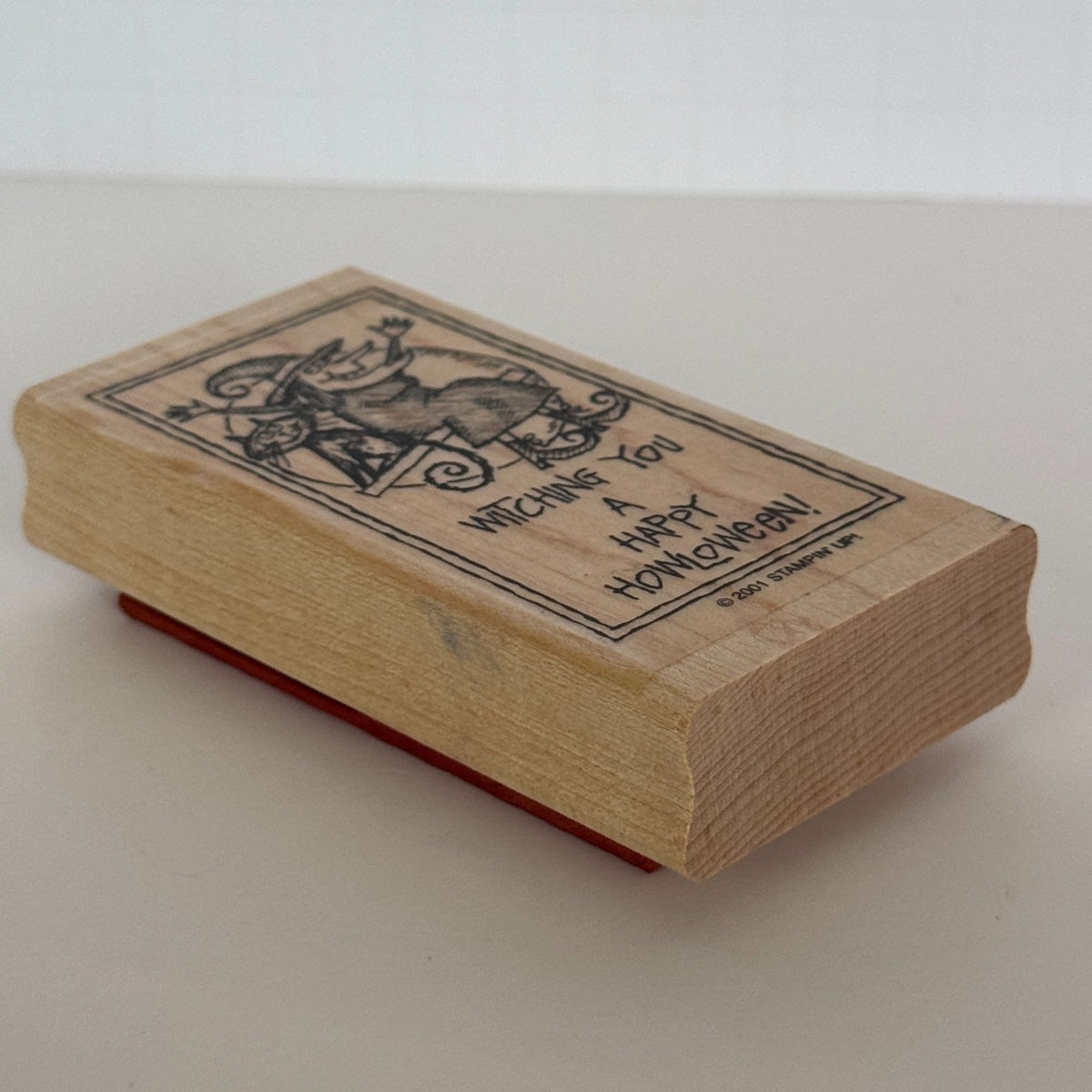 Stampin Up Rubber Stamp Witching You Happy Howloween Witch Pun Halloween Cat Moon Cardmaking