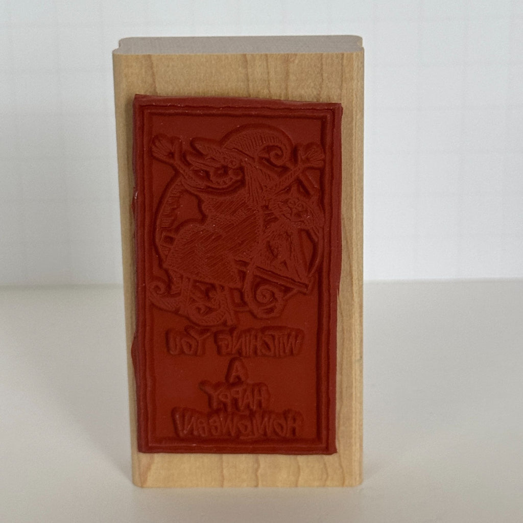 Stampin Up Rubber Stamp Witching You Happy Howloween Witch Pun Halloween Cat Moon Cardmaking