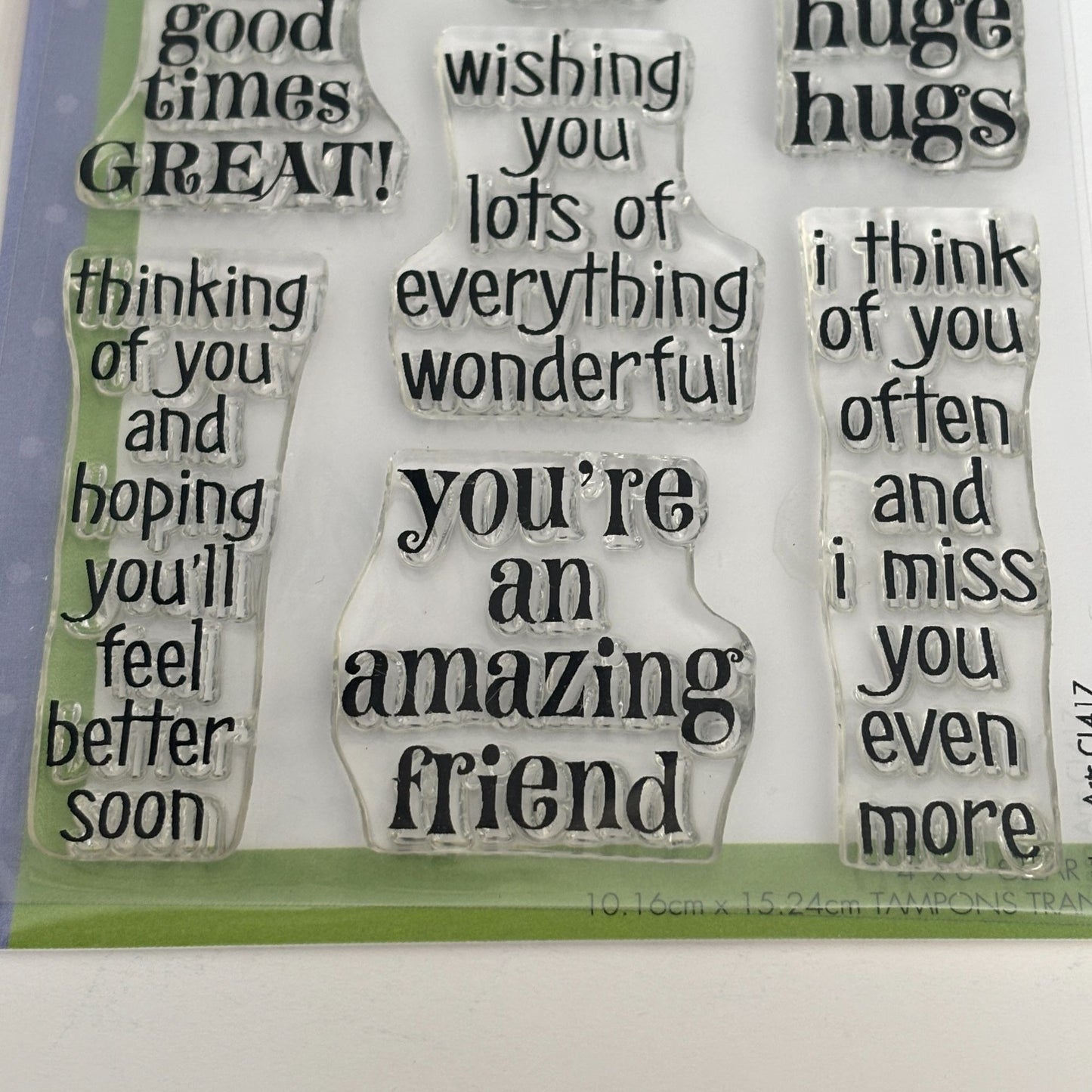 Hero Arts Poly Clear Stamp Set Huge Hugs 4x6 Thinking of You Cardmaking Words