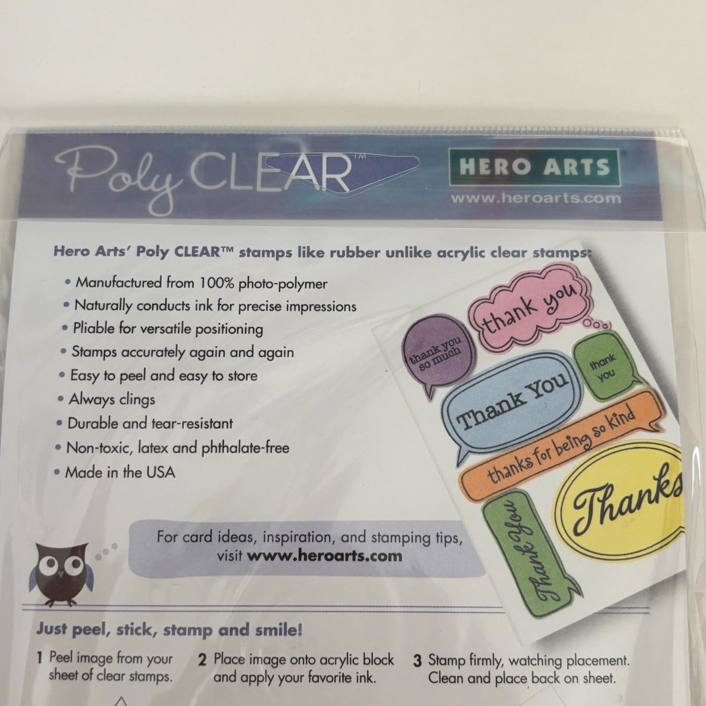 Hero Arts Poly Clear Stamp Set Huge Hugs 4x6 Thinking of You Cardmaking Words
