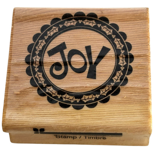 CraftSmart Rubber Stamp Joy Circle Round Holly Christmas Card Making Holidays