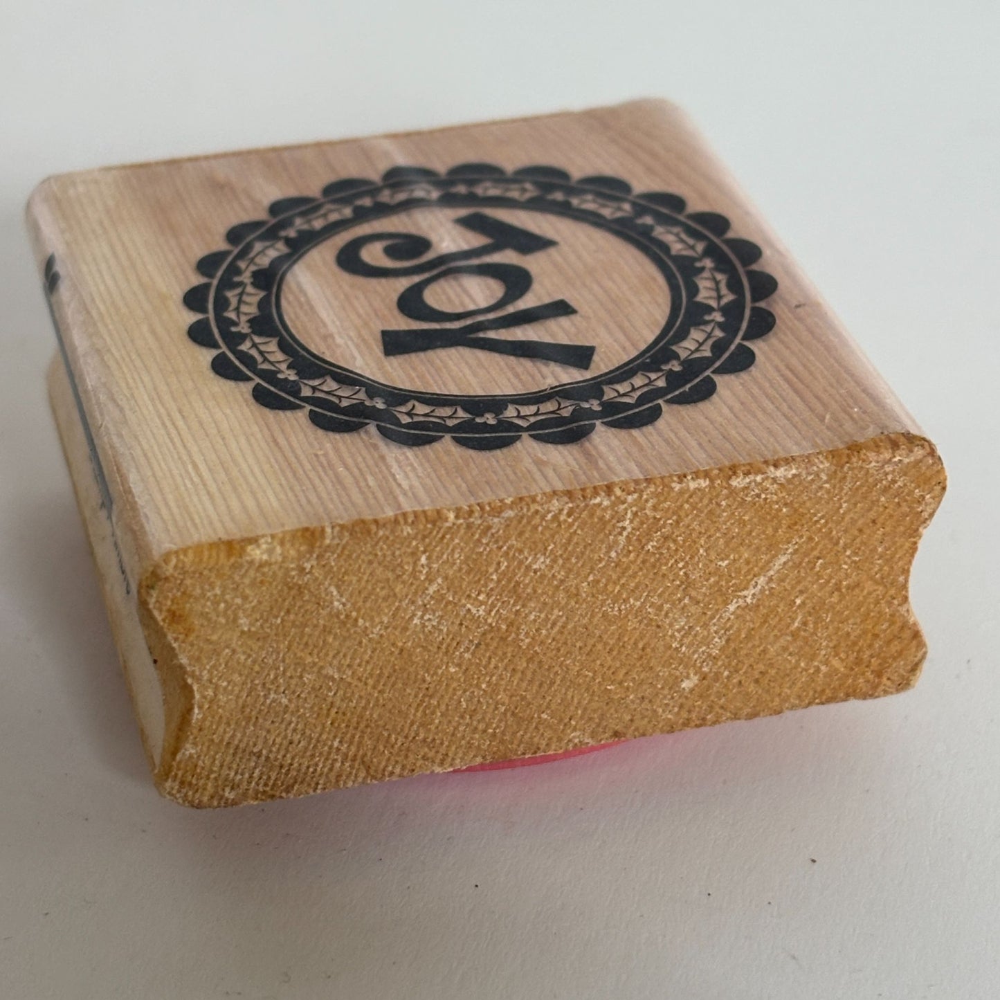 CraftSmart Rubber Stamp Joy Circle Round Holly Christmas Card Making Holidays