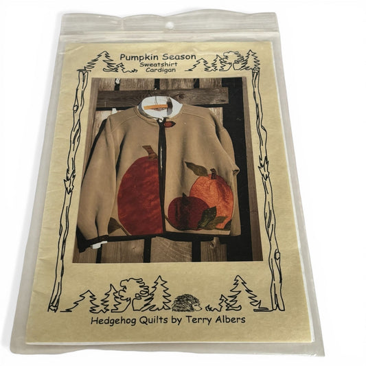 Pumpkin Season Pattern Sweatshirt Upcycle Applique Fall Hedgehog Quilts Clothing