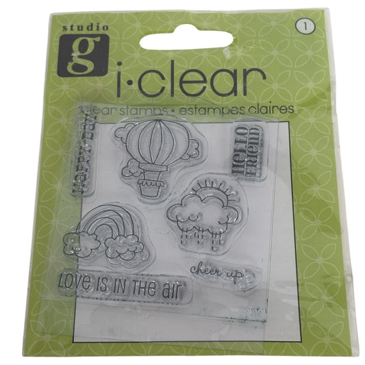 Studio G Clear Stamps Set Hot Air Balloon Rainbow Cheer Up Friendship Sentiments
