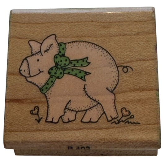 Hero Arts Rubber Stamp Polka Dot Bow Piggy Pig Farm Animal Heart Flowers Funny