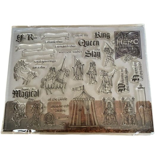 Hero Arts Fantasy Medieval Clear Stamps Coordinating Dies Dragon Knight Castle Unicorn Cardmaking Scrapbooking Craft Set