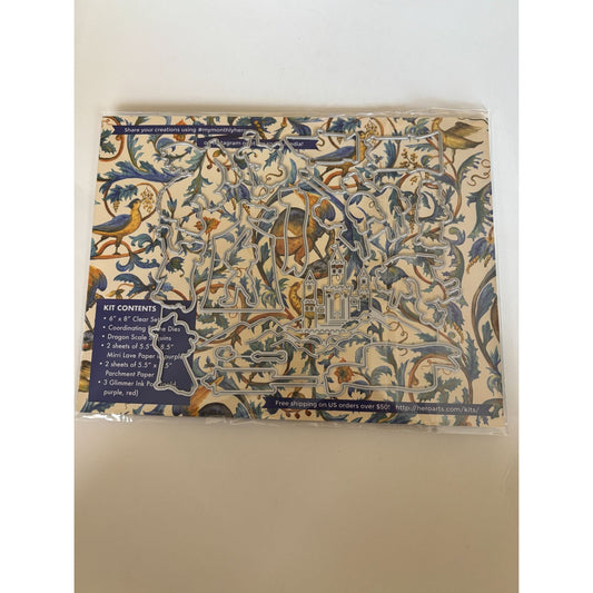 Hero Arts Fantasy Medieval Clear Stamps Coordinating Dies Dragon Knight Castle Unicorn Cardmaking Scrapbooking Craft Set