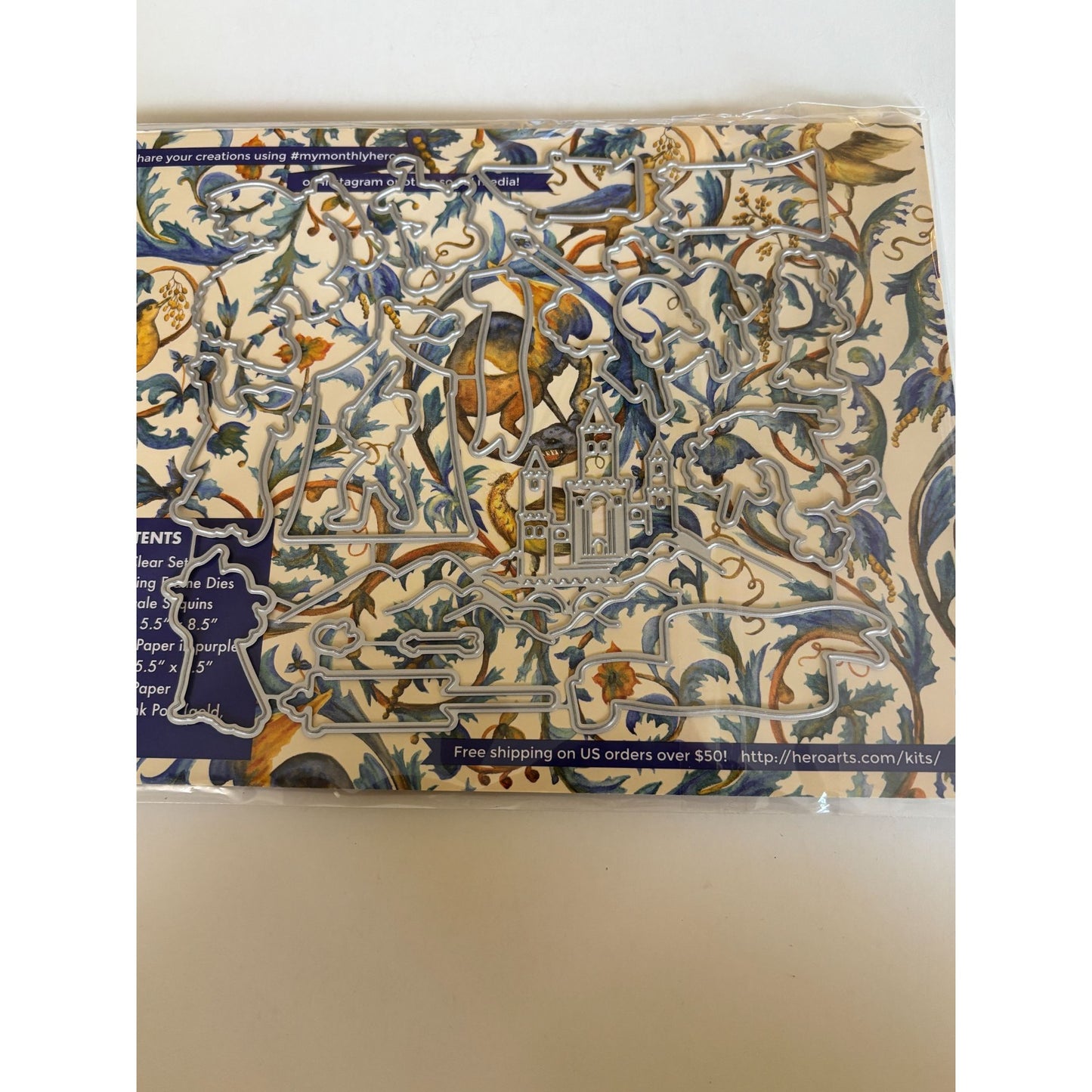 Hero Arts Fantasy Medieval Clear Stamps Coordinating Dies Dragon Knight Castle Unicorn Cardmaking Scrapbooking Craft Set