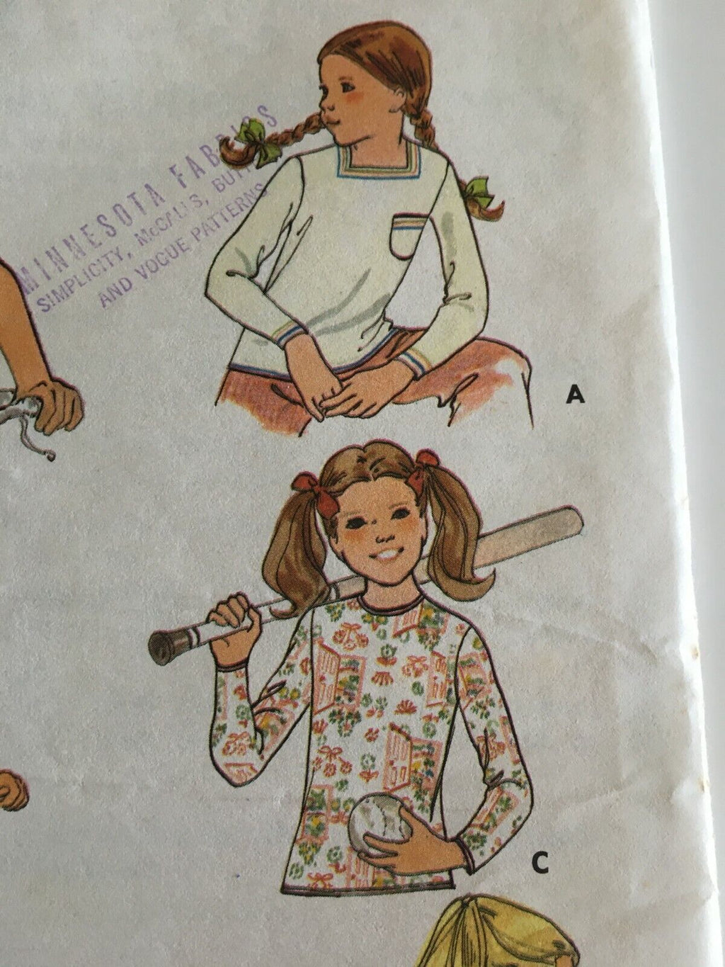 Butterick Sewing Pattern 4734 T-Shirt Shirt Top Retro Girls 10 Vintage 1970s UC