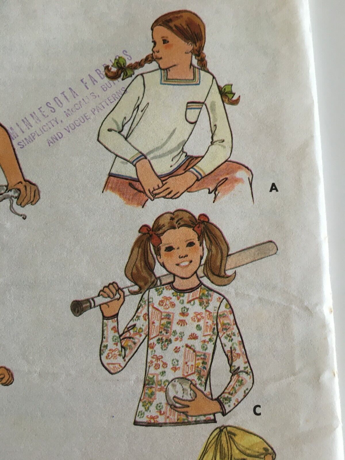 Butterick Sewing Pattern 4734 T-Shirt Shirt Top Retro Girls 10 Vintage 1970s UC
