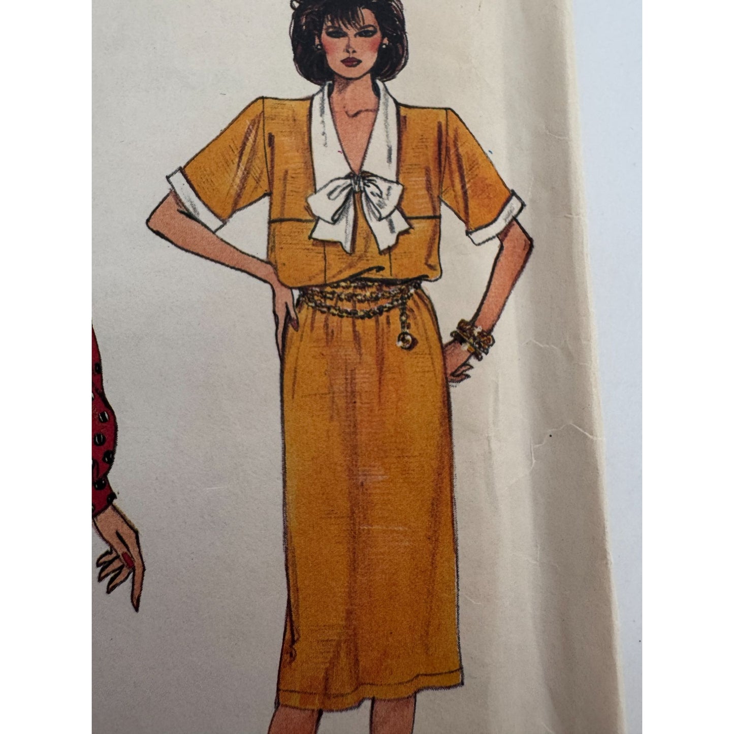 Vogue Sewing Pattern 9190 Dress Top A-Line Skirt Work Outfit 1980s 8 10 12 UC