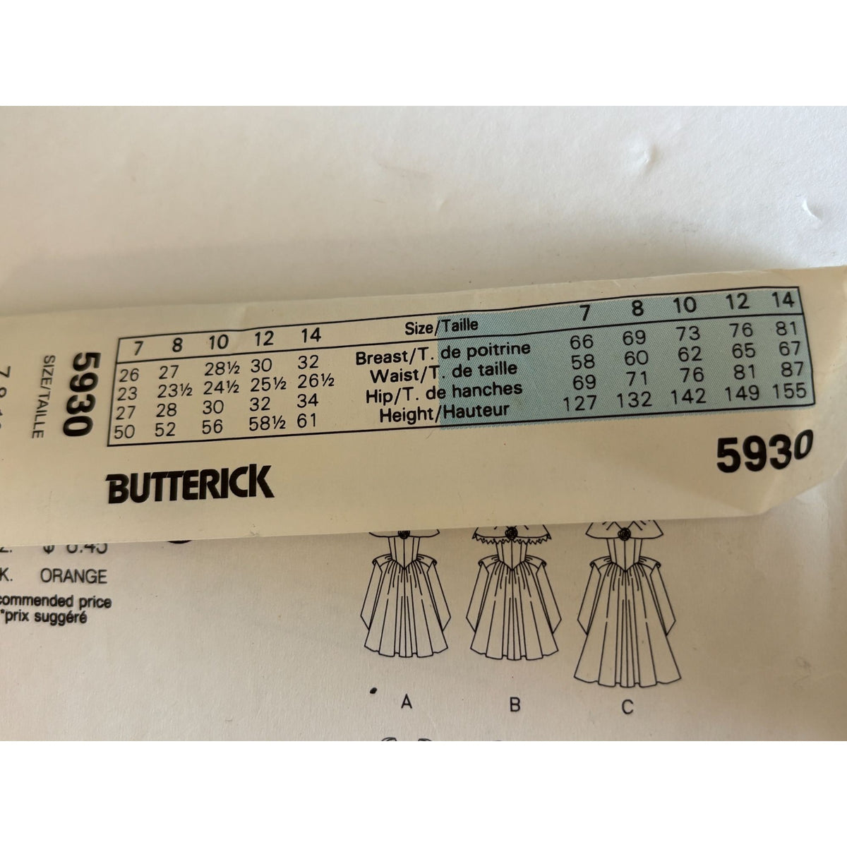 Butterick Sewing Pattern 5930 Girls Dress Easter Spring Party Ruffles 7 8 10 UC