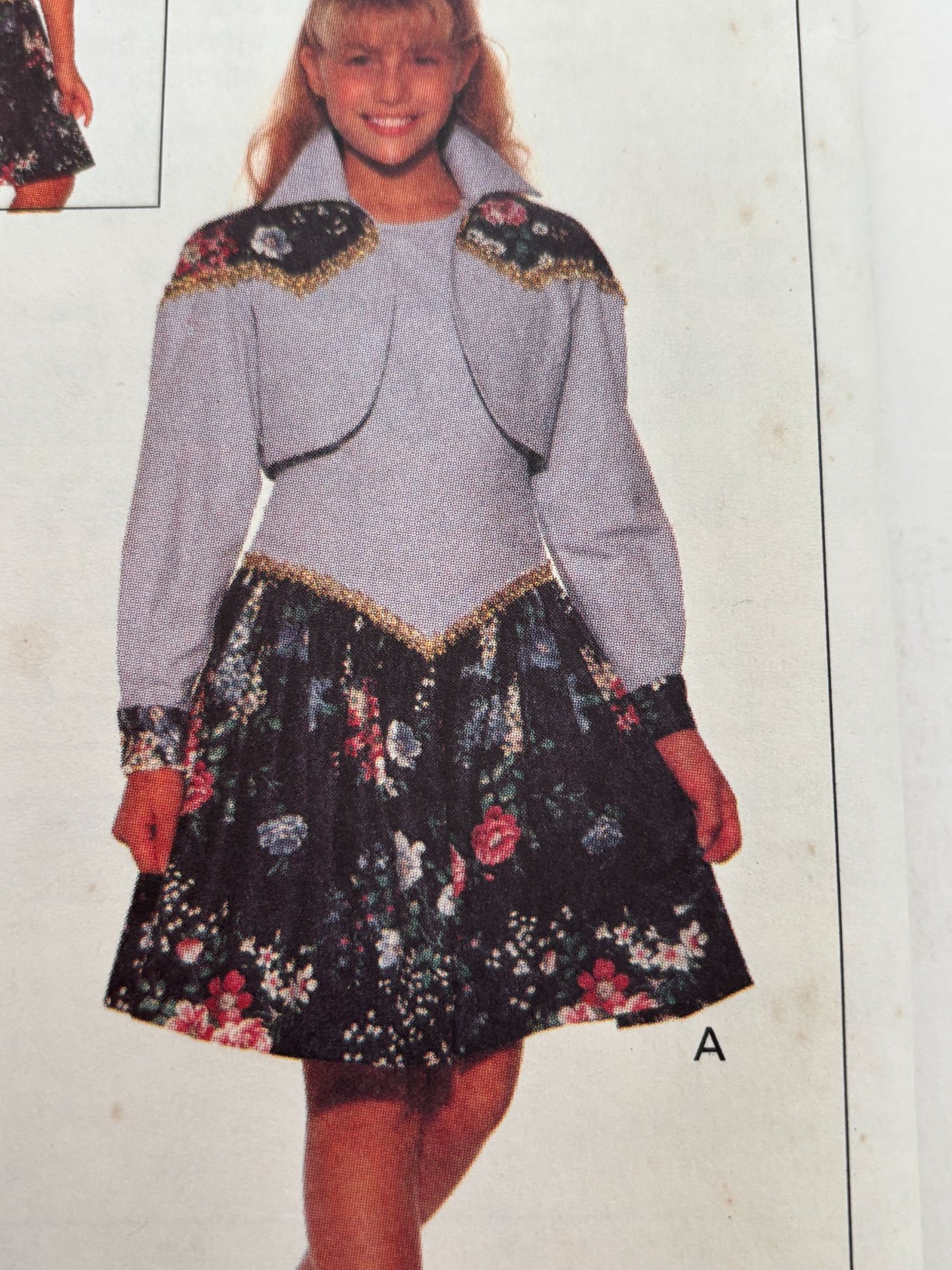 Butterick Sewing Pattern 6602 Girls Jacket Dress Party Easy 7 8 10 Vintage 90s UC