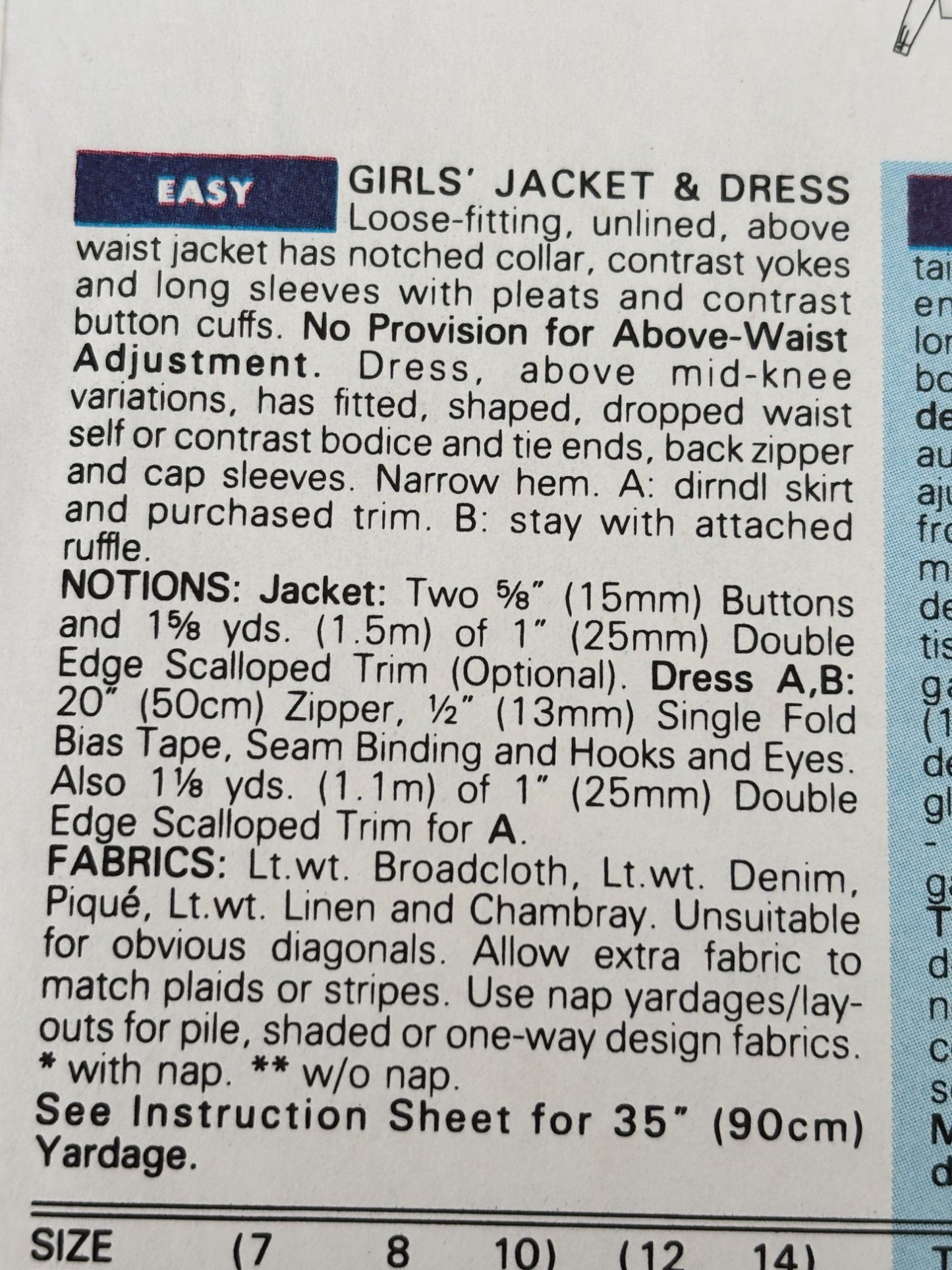 Butterick Sewing Pattern 6602 Girls Jacket Dress Party Easy 7 8 10 Vintage 90s UC