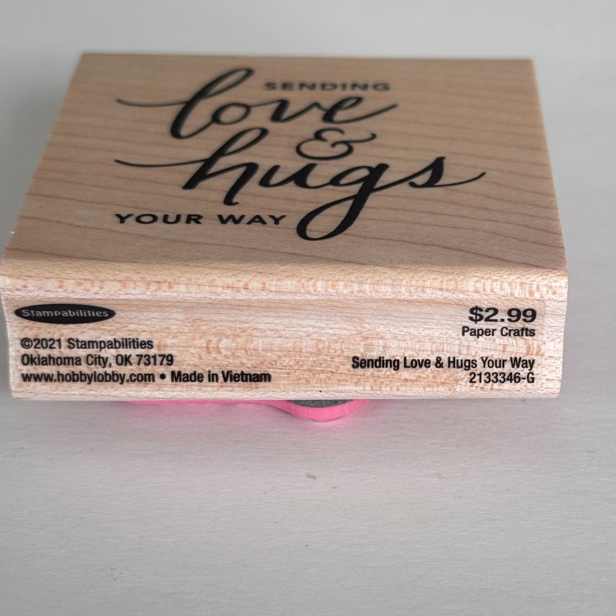 Stampabilities Rubber Stamp Sending Love and Hugs Your Way Cardmaking Words Wood Mounted Sympathy