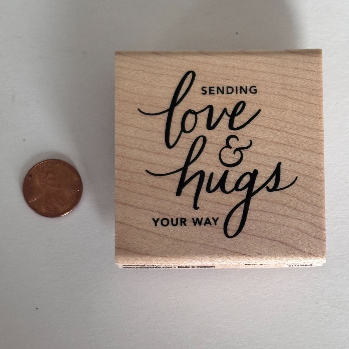 Stampabilities Rubber Stamp Sending Love and Hugs Your Way Cardmaking Words Wood Mounted Sympathy