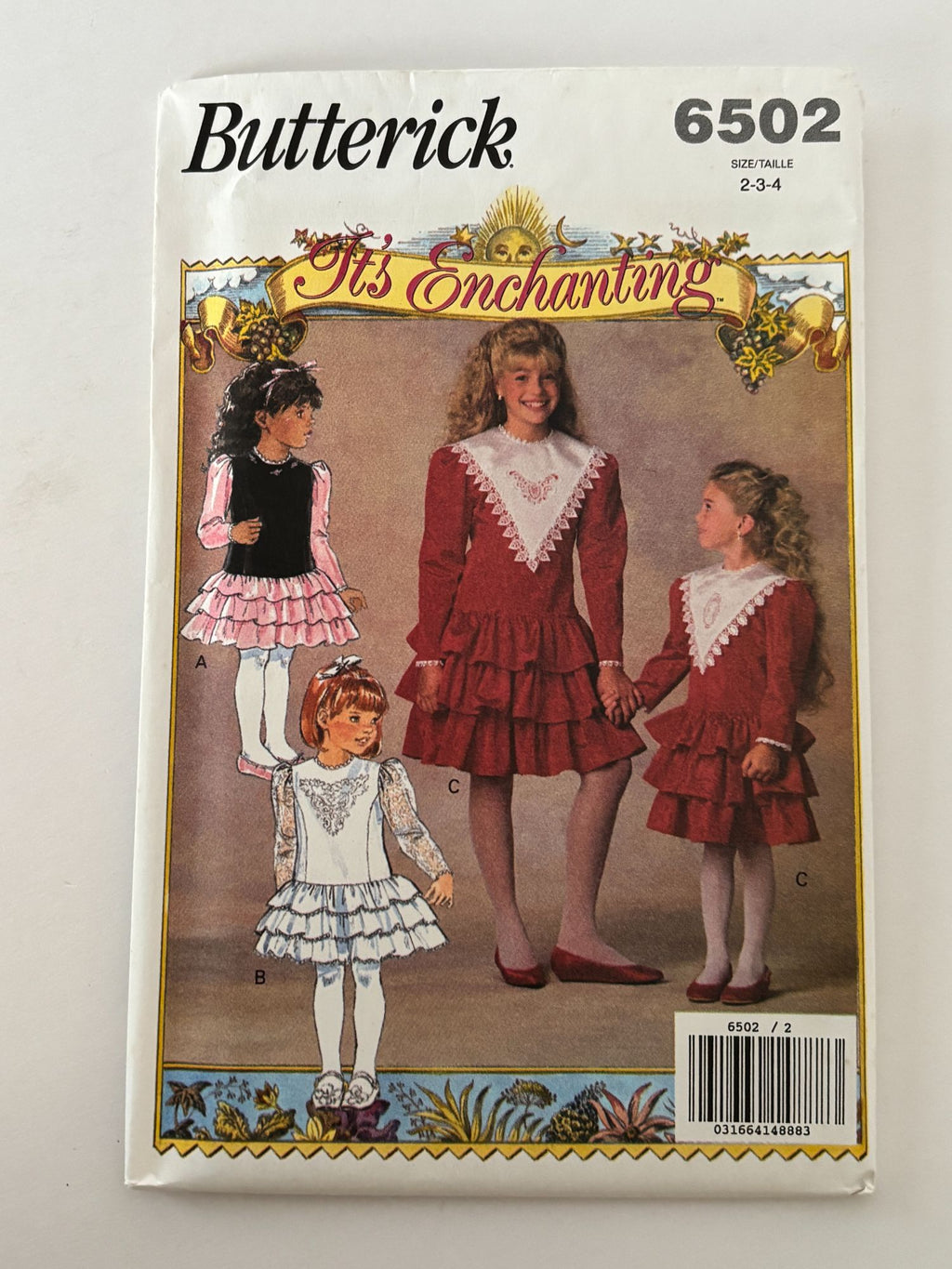 Butterick Sewing Pattern 6502 Toddler Party Dress Heirloom Ruffle 1990s 2-4 UC