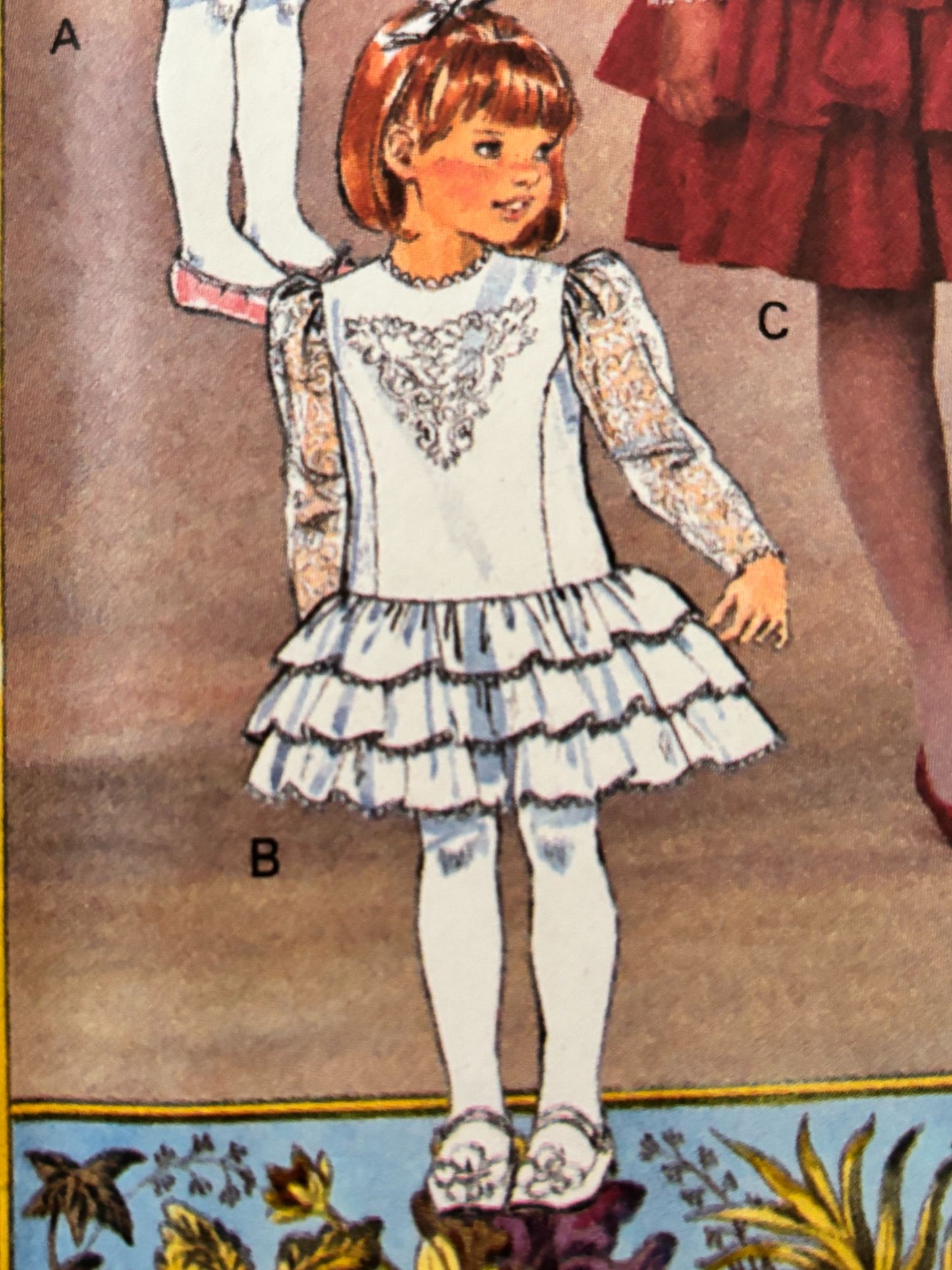 Butterick Sewing Pattern 6502 Toddler Party Dress Heirloom Ruffle 1990s 2-4 UC