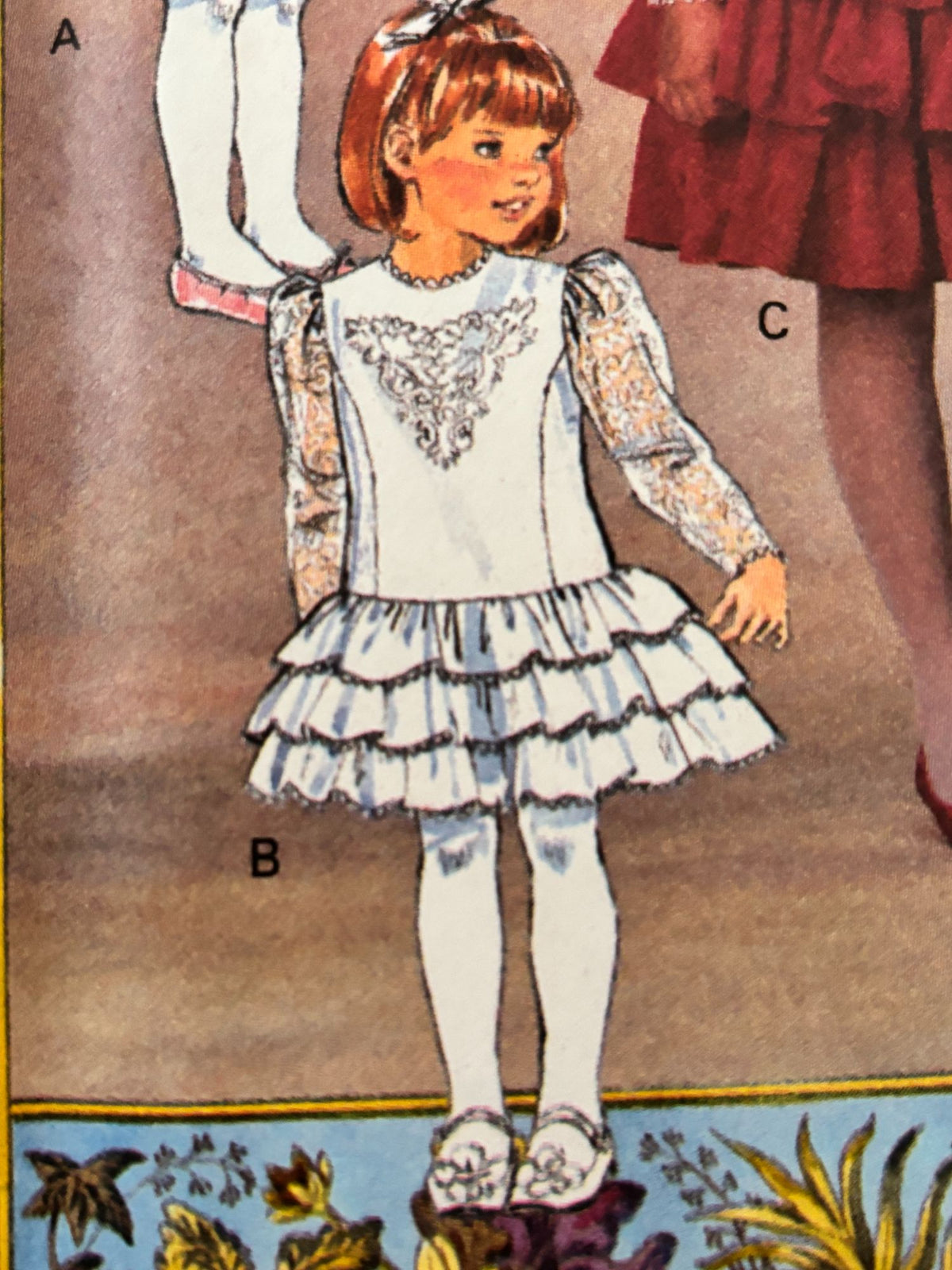 Butterick Sewing Pattern 6502 Toddler Party Dress Heirloom Ruffle 1990s 2-4 UC