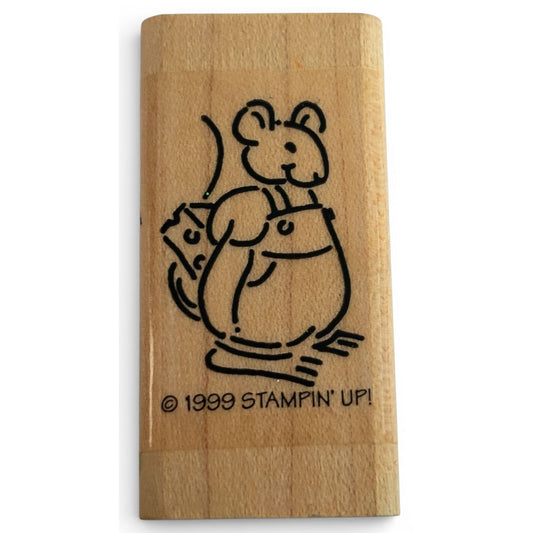 Stampin Up Rubber Stamp Mouse Cheese Hiding Wood Mounted Cardmaking Scrapbooking Animal Craft