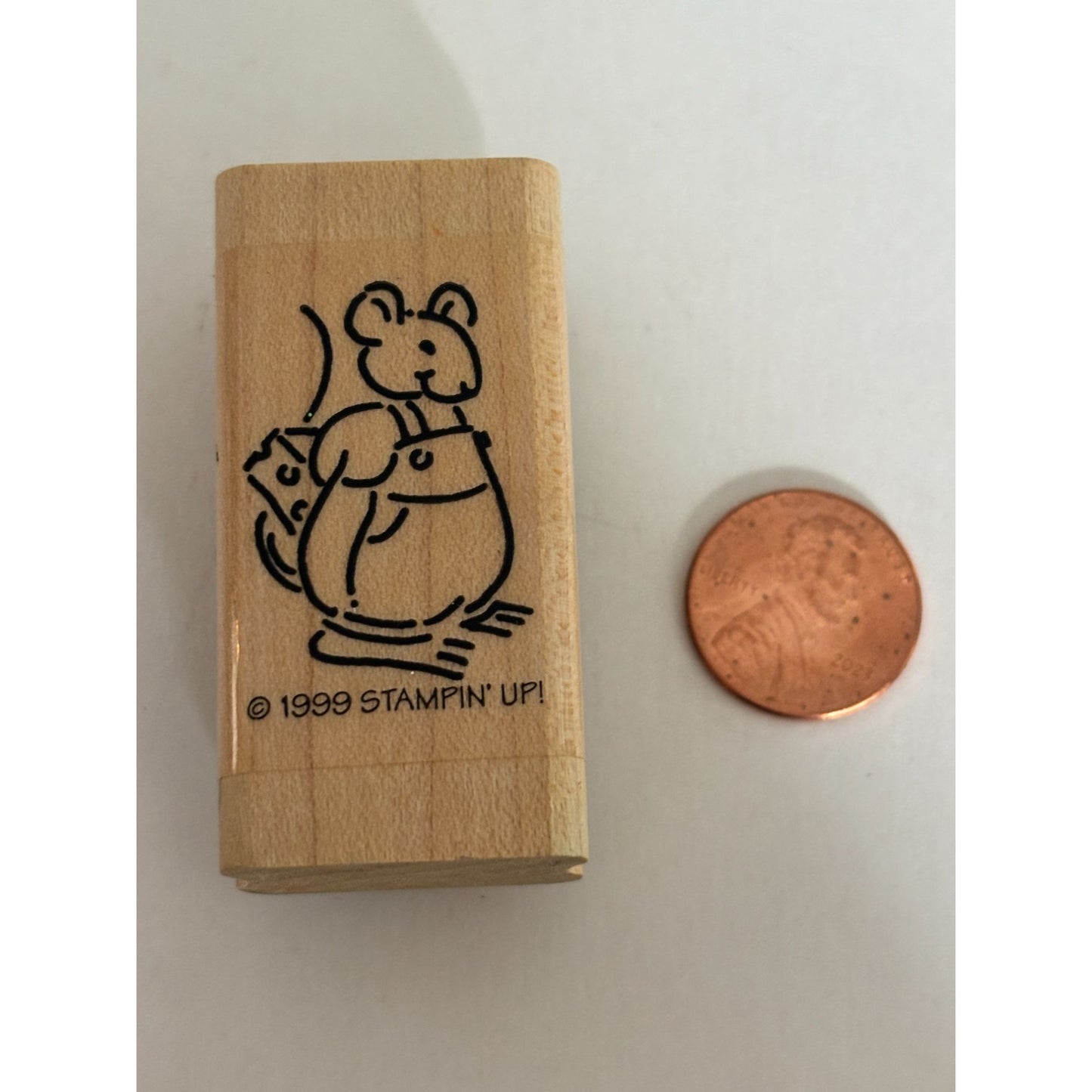 Stampin Up Rubber Stamp Mouse Cheese Hiding Wood Mounted Cardmaking Scrapbooking Animal Craft