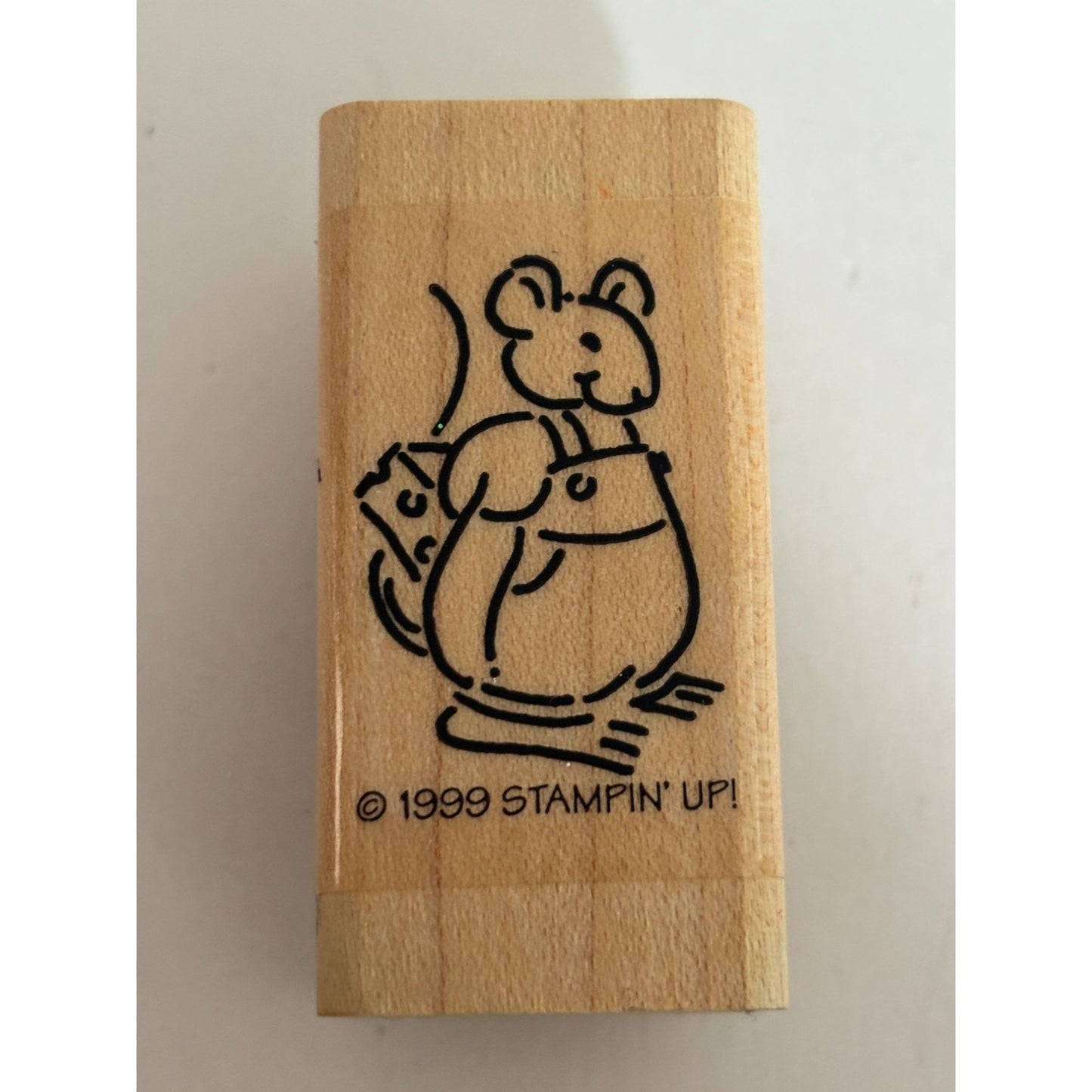 Stampin Up Rubber Stamp Mouse Cheese Hiding Wood Mounted Cardmaking Scrapbooking Animal Craft