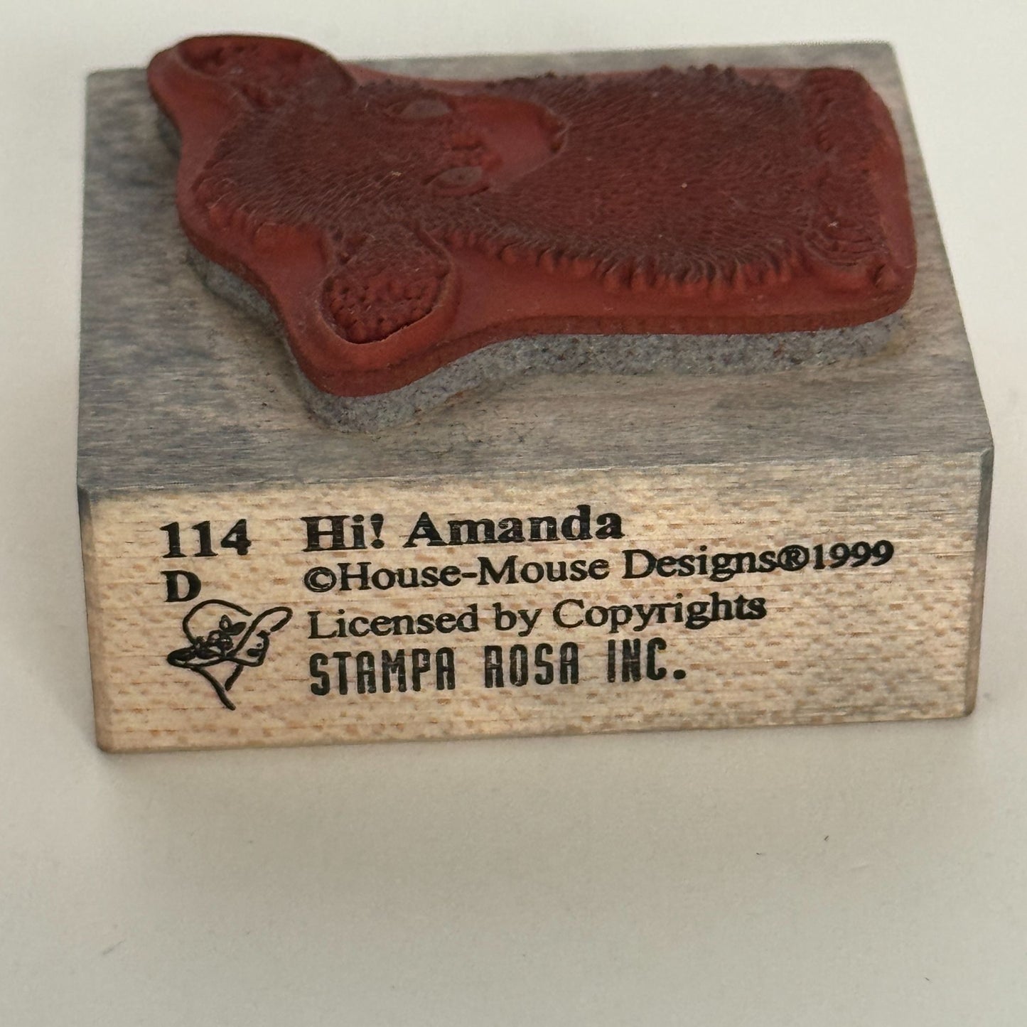 House Mouse Rubber Stamp Hi Amanda Big Ears Listening Concentration Stampa Rosa