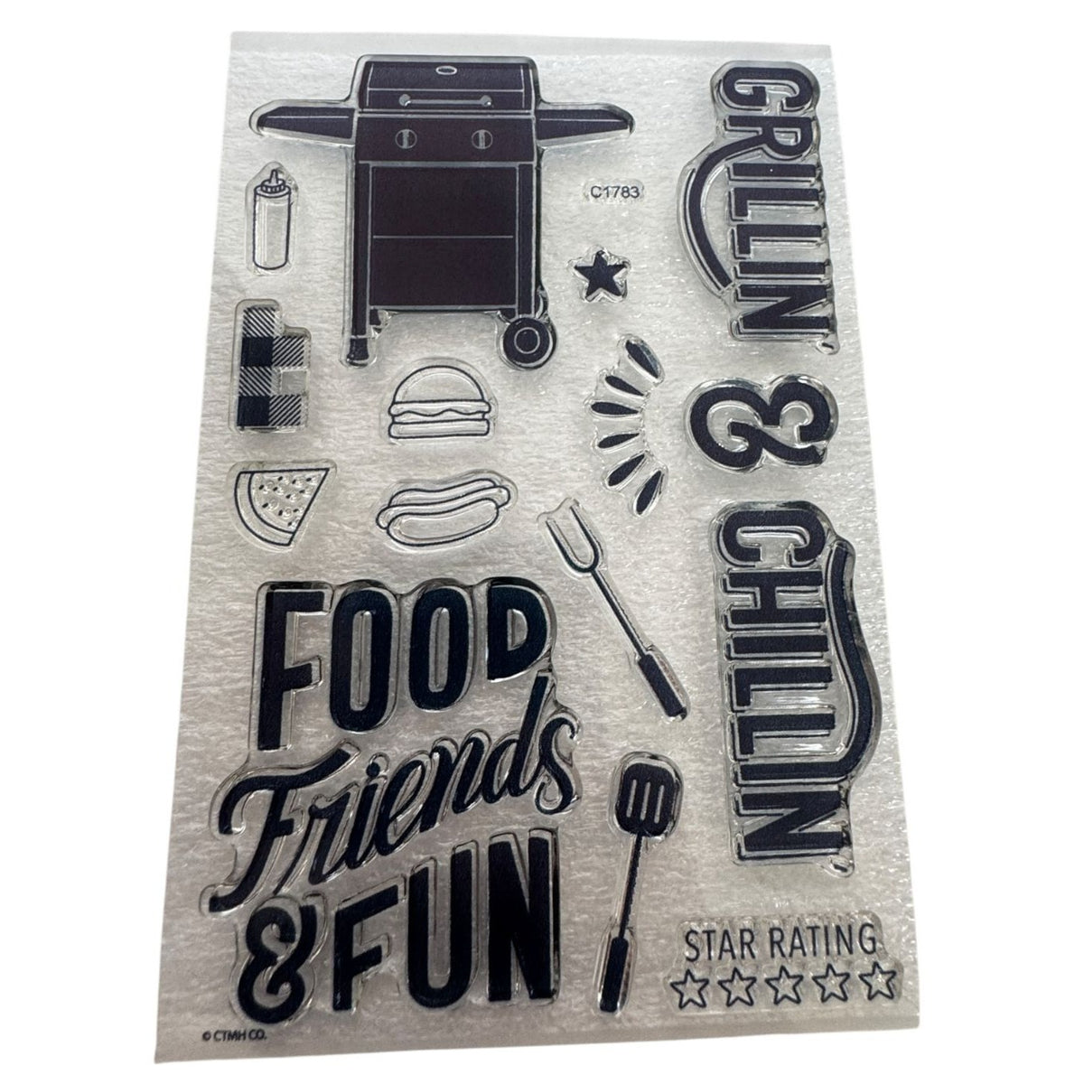 CTMH My Acrylix Acrylic Stamp Set Grillin and Chillin Grill Food Summer Hotdog