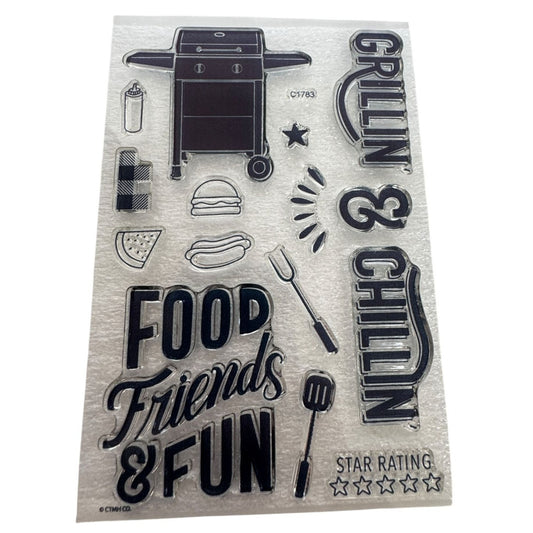 CTMH My Acrylix Acrylic Stamp Set Grillin and Chillin Grill Food Summer Hotdog