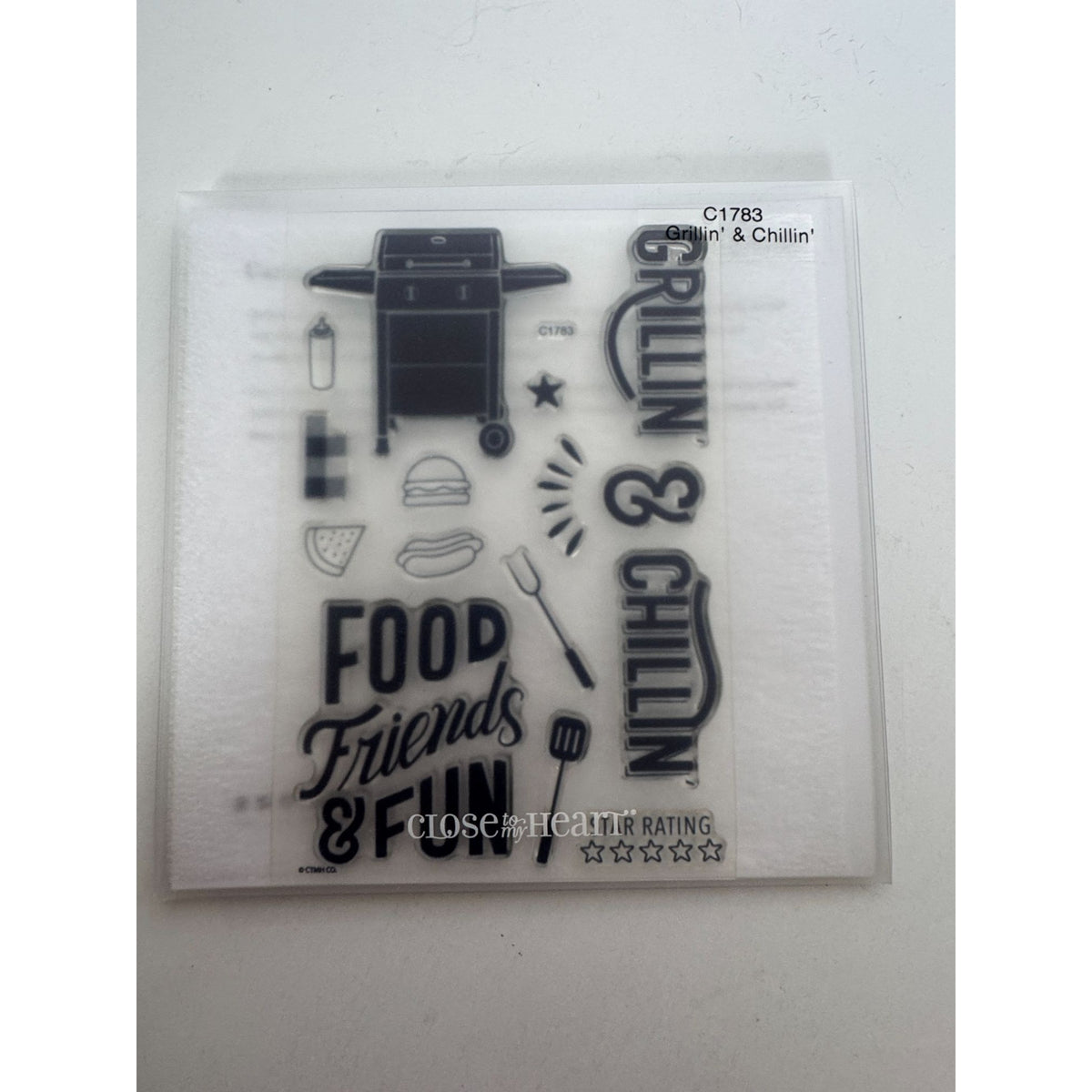 CTMH My Acrylix Acrylic Stamp Set Grillin and Chillin Grill Food Summer Hotdog