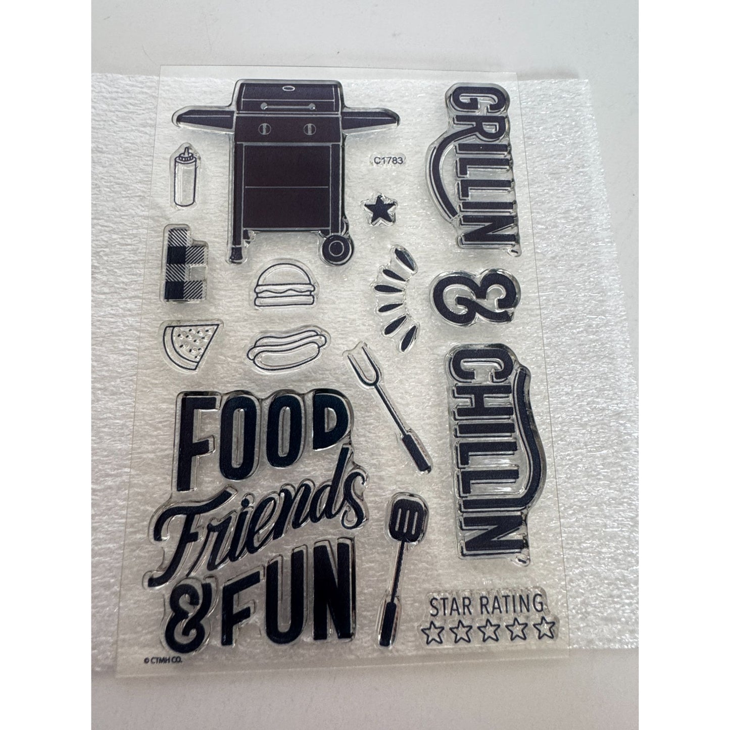 CTMH My Acrylix Acrylic Stamp Set Grillin and Chillin Grill Food Summer Hotdog