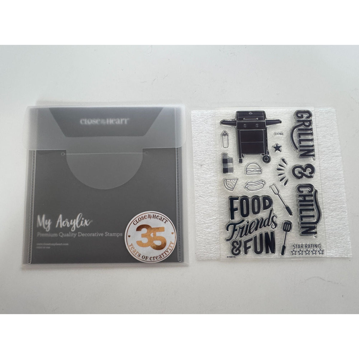 CTMH My Acrylix Acrylic Stamp Set Grillin and Chillin Grill Food Summer Hotdog