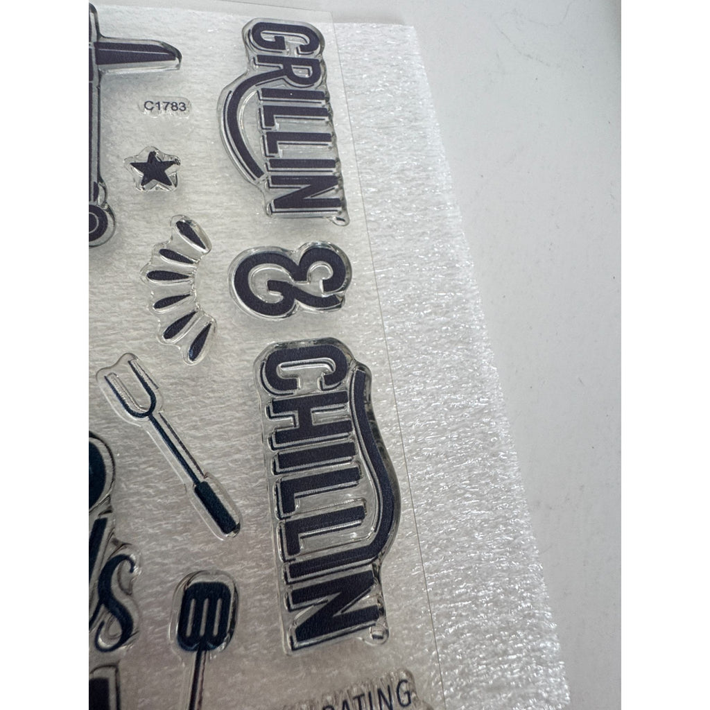 CTMH My Acrylix Acrylic Stamp Set Grillin and Chillin Grill Food Summer Hotdog