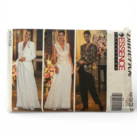 Butterick Sewing Pattern 6533 90s Evening Set Quiet Luxury Jacket Pants Formalwear 6-10 Uncut