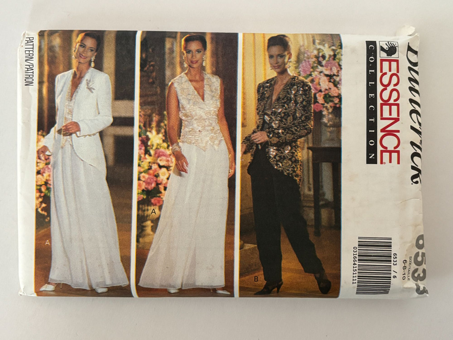 Butterick Sewing Pattern 6533 90s Evening Set Quiet Luxury Jacket Pants Formalwear 6-10 Uncut