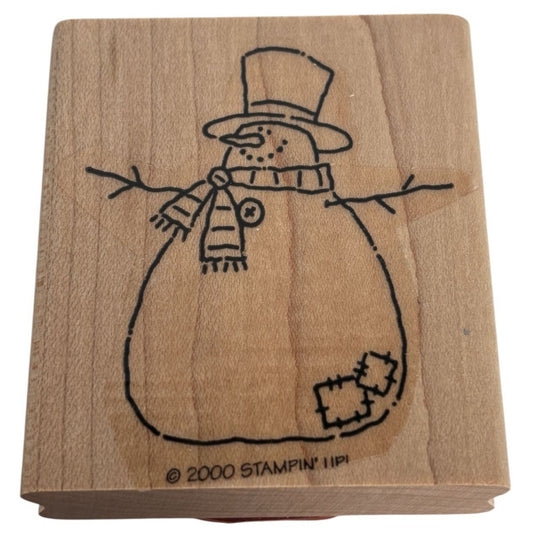 Stampin Up Rubber Stamp Country Snowman Patches Button Winter Holidays Christmas