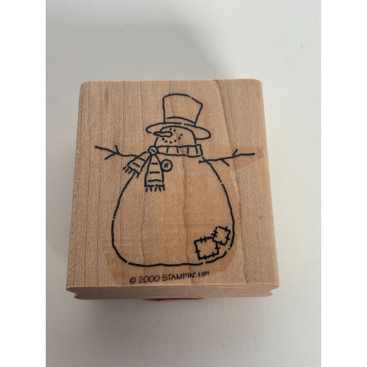 Stampin Up Rubber Stamp Country Snowman Patches Button Winter Holidays Christmas