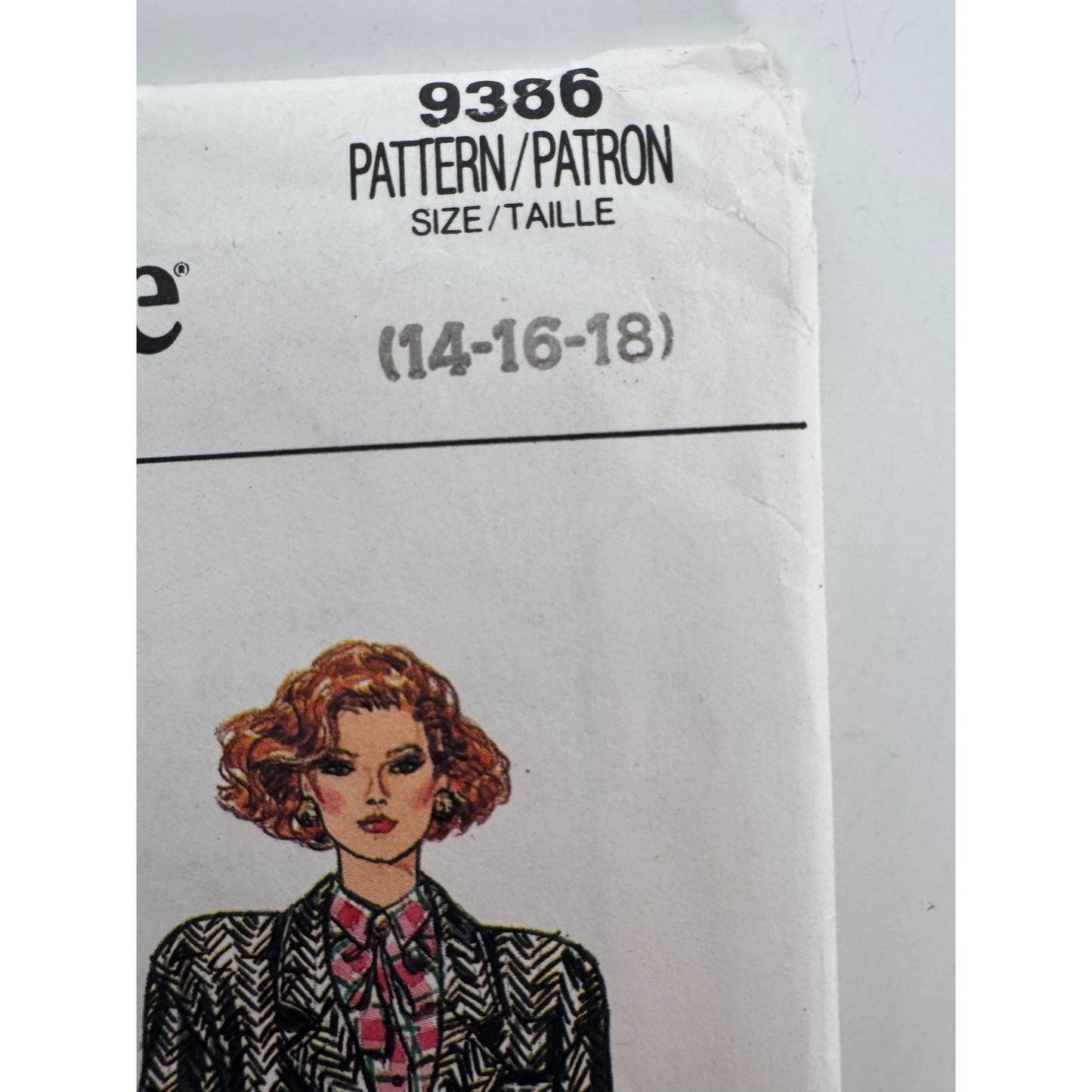 Vogue Sewing Pattern 9386 Misses Jacket Skirt Pants 1980s Fashion 14 16 18 Uncut