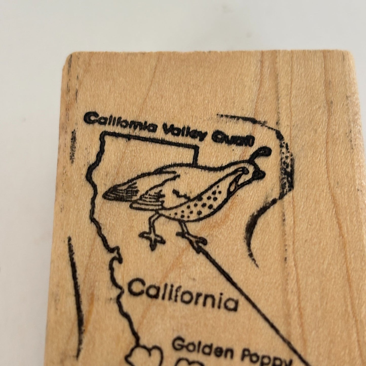 California Rubber Stamp State Bird Valley Quail Flower Golden Poppy Geography CA