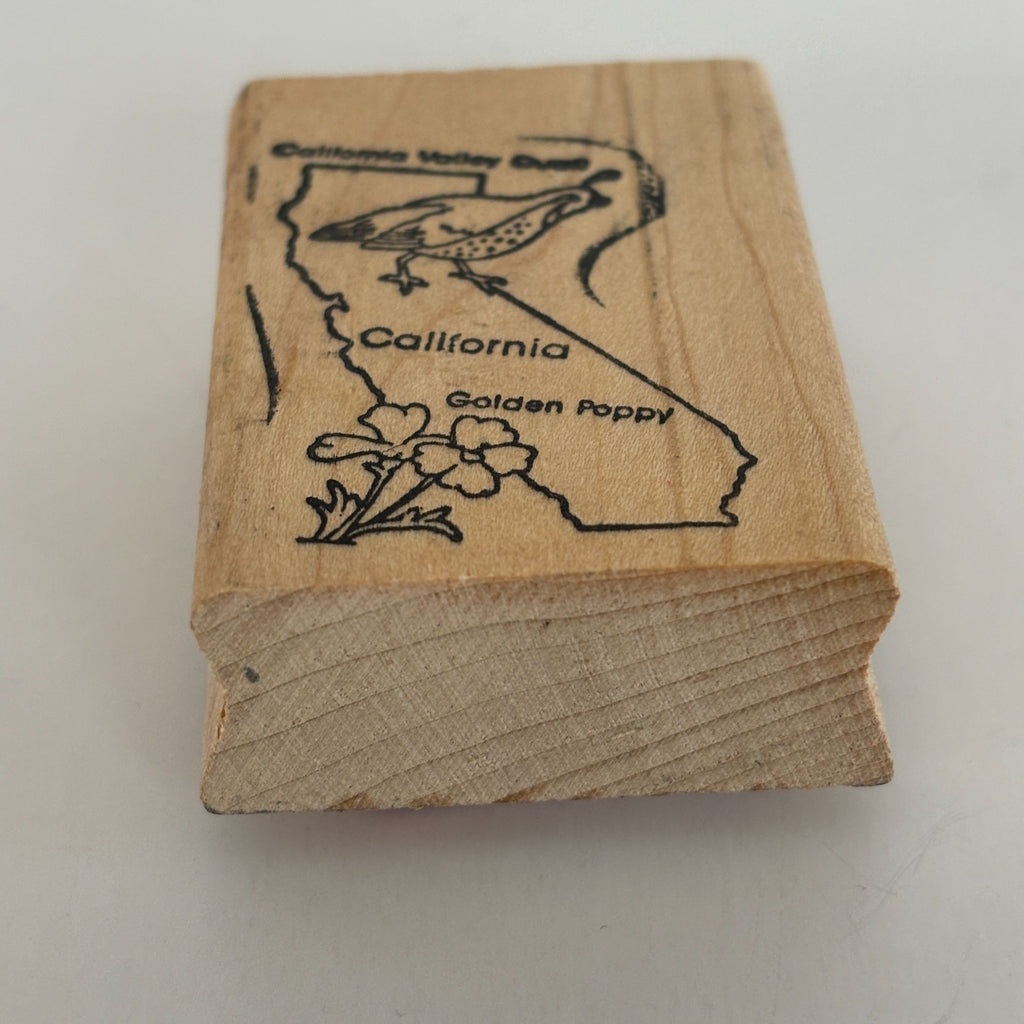 California Rubber Stamp State Bird Valley Quail Flower Golden Poppy Geography CA