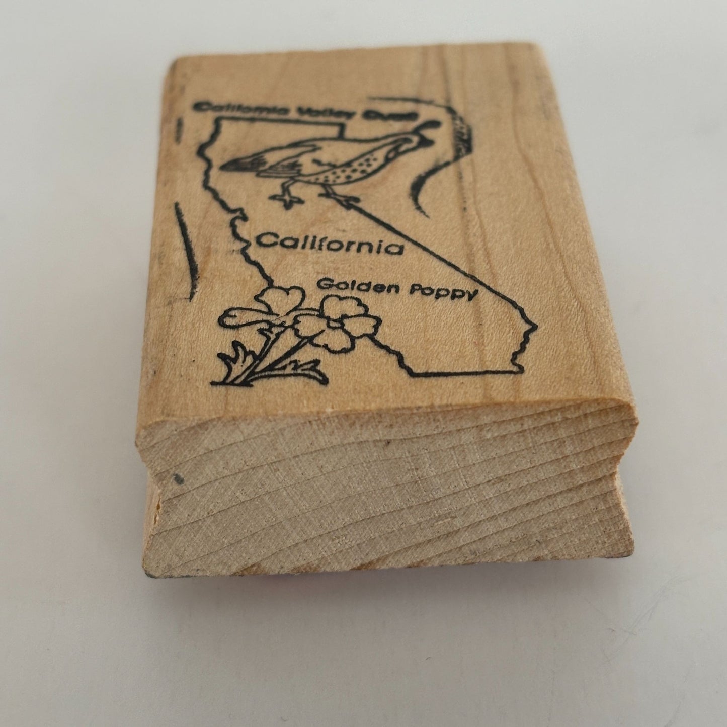 California Rubber Stamp State Bird Valley Quail Flower Golden Poppy Geography CA