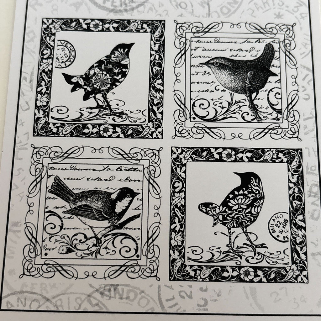 Crafty Individuals Magenta Cling Rubber Stamps Birds Square Frames Branch Silhouette Nature Spring