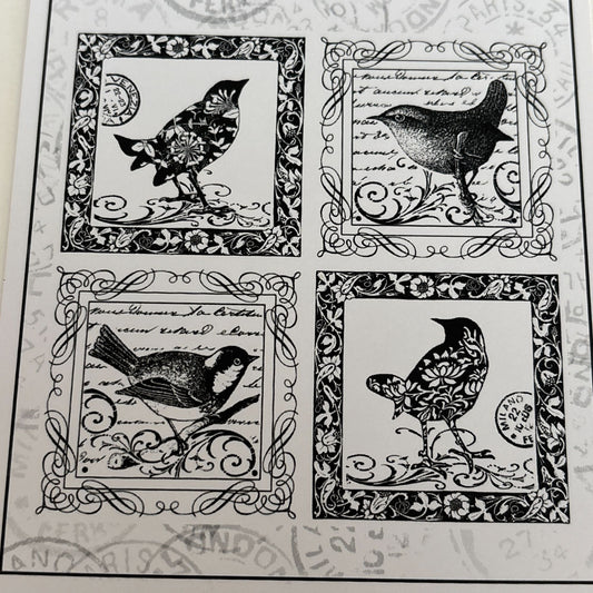 Crafty Individuals Magenta Cling Rubber Stamps Birds Square Frames Branch Silhouette Nature Spring