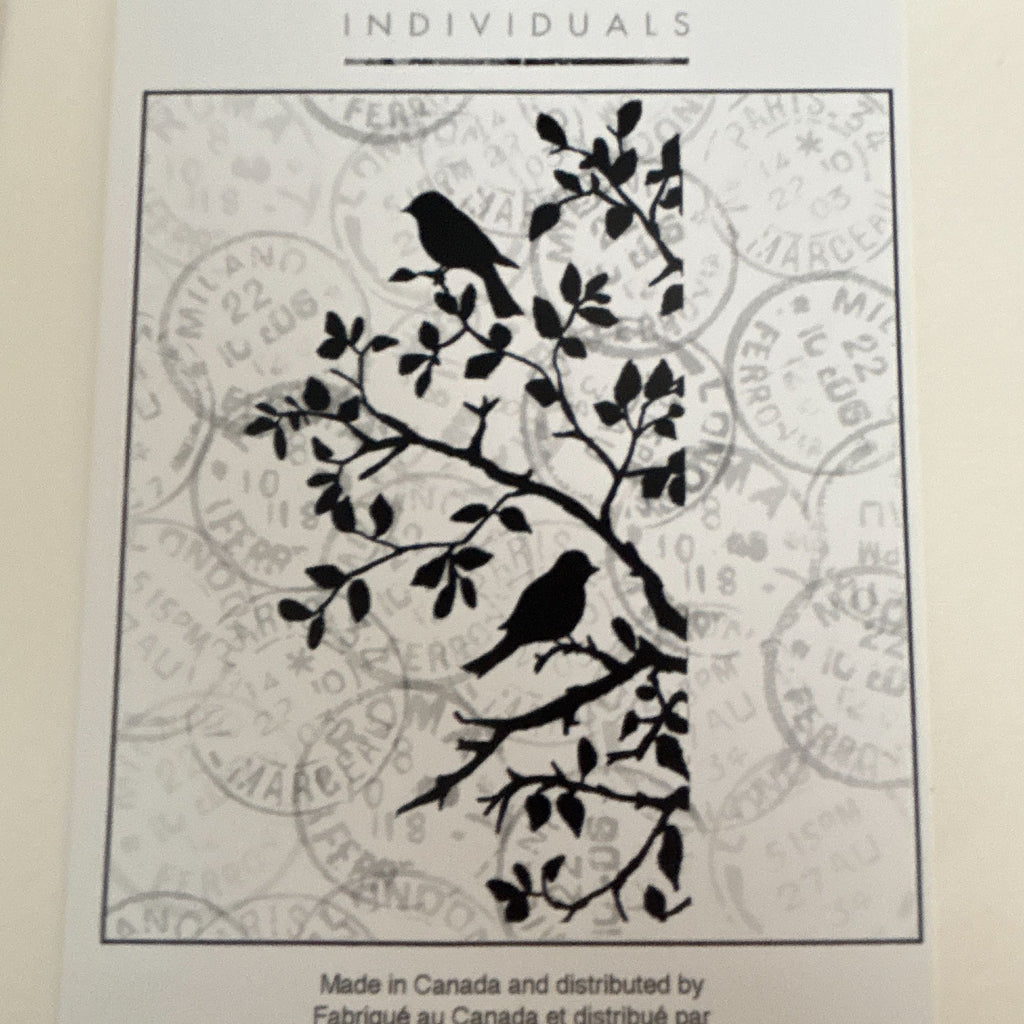 Crafty Individuals Magenta Cling Rubber Stamps Birds Square Frames Branch Silhouette Nature Spring