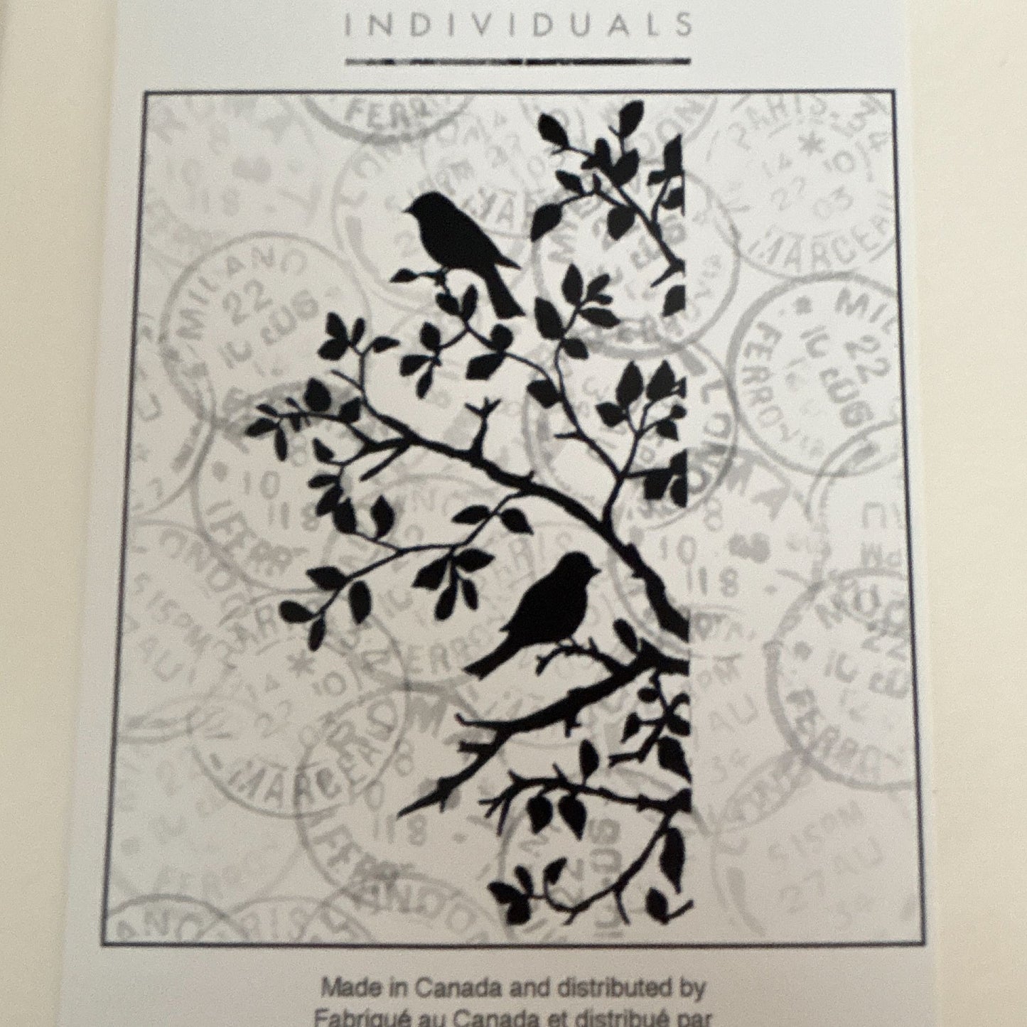 Crafty Individuals Magenta Cling Rubber Stamps Birds Square Frames Branch Silhouette Nature Spring