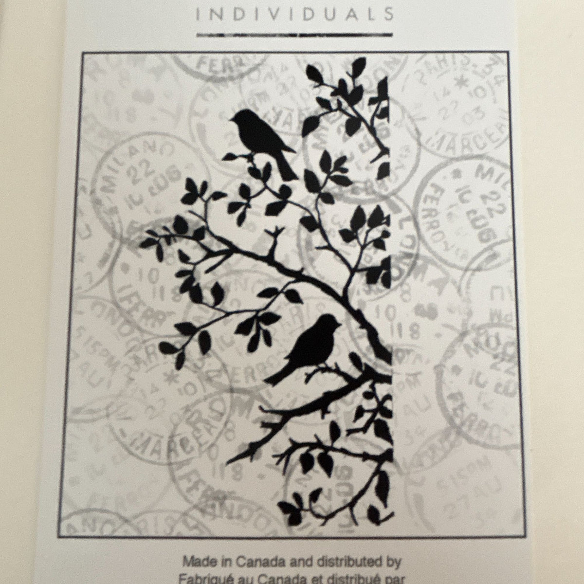 Crafty Individuals Magenta Cling Rubber Stamps Birds Square Frames Branch Silhouette Nature Spring