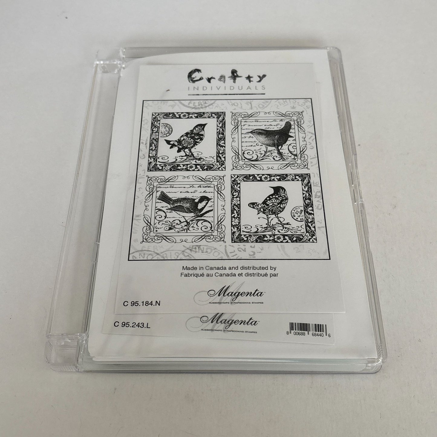 Crafty Individuals Magenta Cling Rubber Stamps Birds Square Frames Branch Silhouette Nature Spring