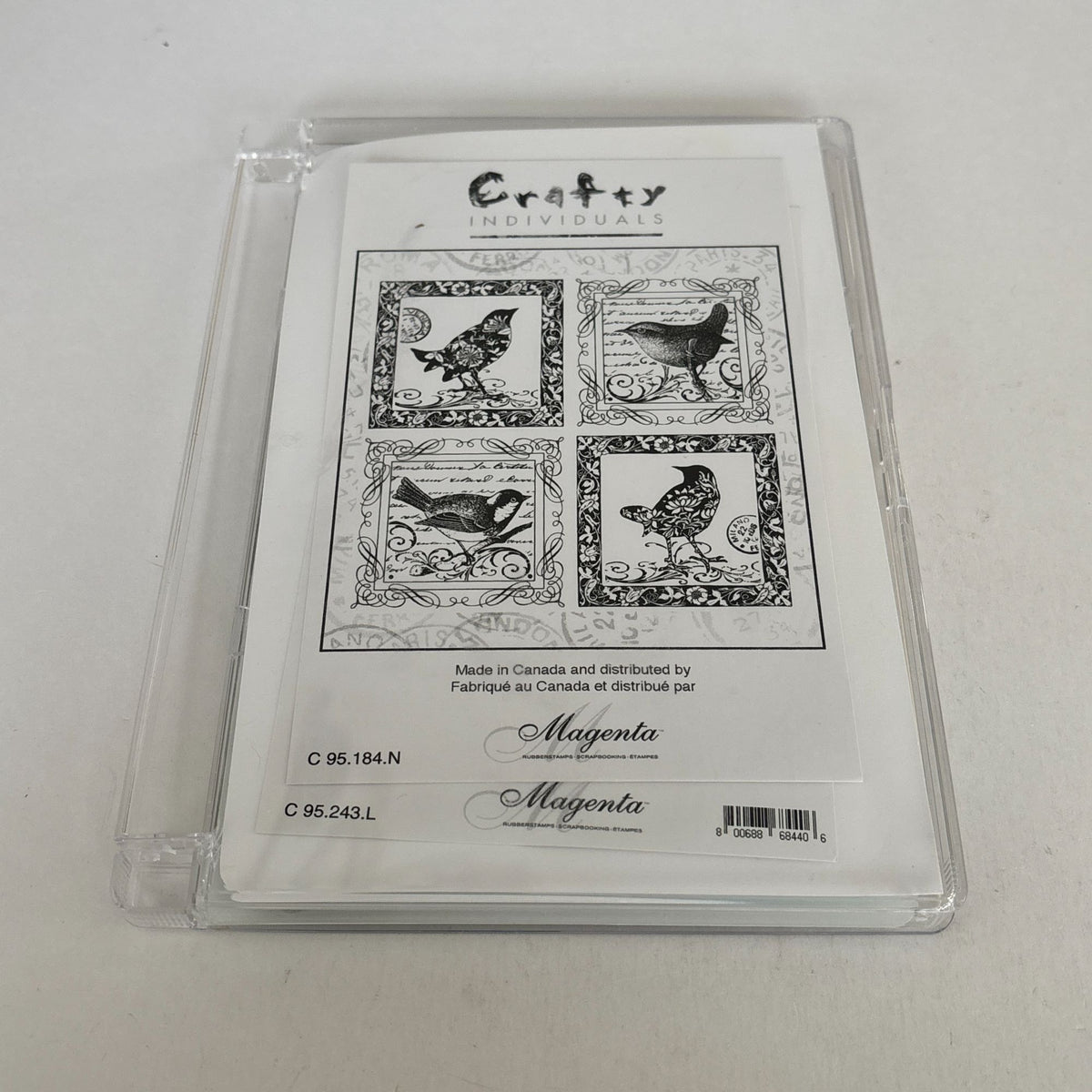 Crafty Individuals Magenta Cling Rubber Stamps Birds Square Frames Branch Silhouette Nature Spring