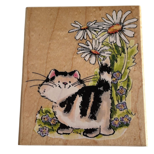 Penny Black Rubber Stamp Why Am I Smiling Cat Flower Garden Friends Card Making